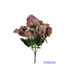  Árvácska 10 fejes selyemvirág csokor 30cm - Erezett Lila dekorációs kellék