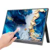 Arzopa &amp; Qova® 15,6"-os Full HD 1080p hordozható érintőképernyős monitor, 10 érintési pont, USB-C/HDMI, HDR, ultravékony 9,3 mm-es vastagság, sztereó hangszórók, beépített állvány – kompatibi