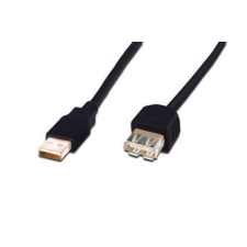 Assmann Assmann USB2.0, Hosszabbító Kábel 3m - Fekete kábel és adapter