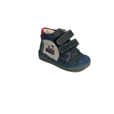 Asso kék, bőr kisfiú bokacipő, vonat díszítéssel (20 - 24); (F-C-005-12) (20) gyerek cipő