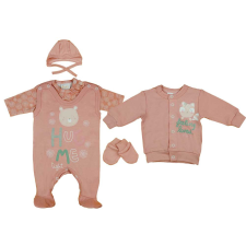 Asti 5 részes baba szett cicás mintával babaruha szett