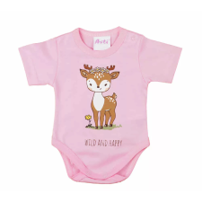 Asti ABR Rövid ujjú pamut body - Rózsaszín - Őzike (74) kombidressz, body