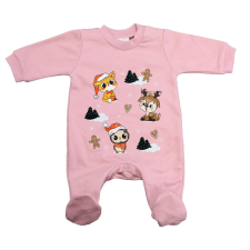 Asti Belül bolyhos hosszú ujjú baba rugdalozó karácsonyi mintával rugdalózó