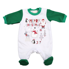 Asti Belül bolyhos hosszú ujjú baba rugdalozó karácsonyi mintával rugdalózó