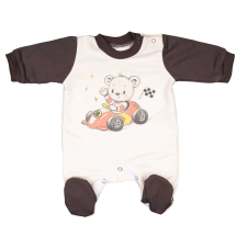 Asti Belül bolyhos hosszú ujjú kisfiú rugdalózó Versenyautós maci mintával rugdalózó