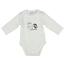 Asti Cicus hosszú ujjú baba body fehér kombidressz, body