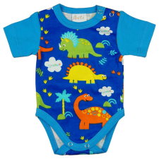 Asti dinós rövid ujjú baba body kék kombidressz, body