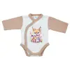 Asti Elöl patentos hosszú ujjú baba body Erdő állatai mintával