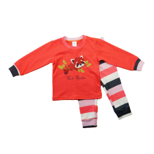 Asti Hosszú ujjú lányka pizsama - Vörös panda mintával gyerek hálóing, pizsama