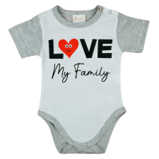 Asti "Love my family" feliratos rövid ujjú baba body fehér kombidressz, body