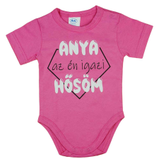 Asti Rövid ujjú baba body "Anya az én igazi hősöm" felirattal kombidressz, body