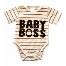 Asti Rövid ujjú dupla patentos " Baby Boss" feliratú baba body kombidressz, body