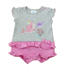 Asti Rövid ujjú kislány baba napozó – bálna mintával kombidressz, body