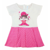Asti Rövid ujjú pamut kislány ruha, pörgős szoknyarésszel