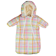 Asti Rózsaszín kockás kapucnis bélelt bébizsák