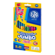 Astra Színes ceruza ASTRA Jumbo hengeres duó kétvégű hegyezővel 12 darabos 24 színű színes ceruza