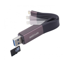 Astrum AA230 2in1 8pin lightning - USB 3.0 OTG adatkábel beépített MicroSD kártyaolvasóval, MFI kártyaolvasó