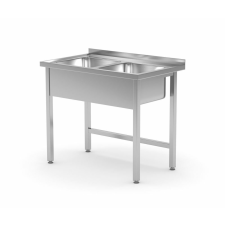  Asztal 2 mosogatóval – hegesztett, HENDI, Kitchen Line, 1000x600x(H)850mm mosogatótálca