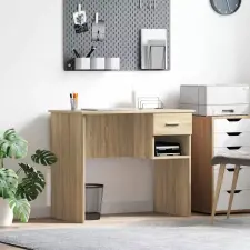  Asztal fiókkal polcokkal Sonoma tölgy 90 x 49 x 75 cm Faanyag íróasztal