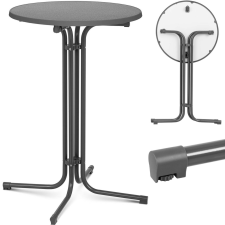  Asztal, kerek, magas, összecsukható bárasztal, átmérő 70 cm, magasság 110 cm, szürke bútor