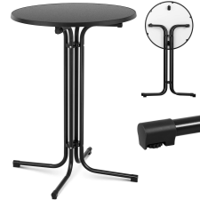  Asztal, kerek, magas, összecsukható bárasztal, átmérő 80 cm, magasság 110 cm, fekete bútor