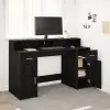  Asztal LED -es lámpákkal Musta tammi 140 x 55 x 91 cm Faanyag