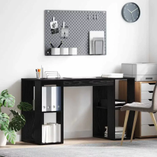  Asztal polcokkal Fekete tölgy 130 x 50.5 x 75 cm Faanyag íróasztal