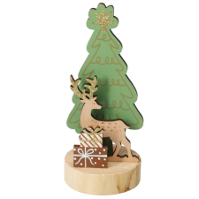  Asztaldísz -fa zöld fenyő szarvassal, barna ajándékokkal fajáték