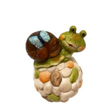  At240907 Csiga Kavicsosgömbön 16Cm dekorációs kellék