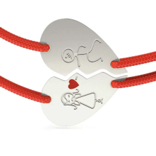 Atcom Jewelry ATCOM Kettévágott Szív Ezüst Karkötő - Húzózsinórral karkötő