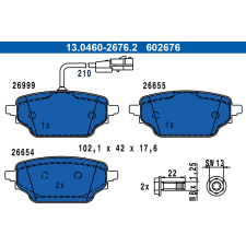 ATE fékbetétkészlet, tárcsafék ATE 13.0460-2676.2 autóalkatrész