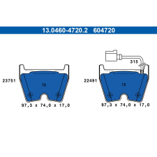 ATE fékbetétkészlet, tárcsafék ATE 13.0460-4720.2 autóalkatrész