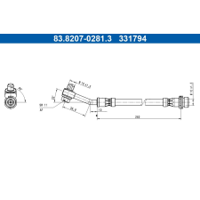 ATE fékcső ATE 83.8207-0281.3 autóalkatrész