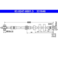 ATE fékcső ATE 83.8247-0601.3 autóalkatrész