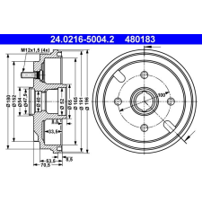 ATE fékdob ATE 24.0216-5004.2 autóalkatrész