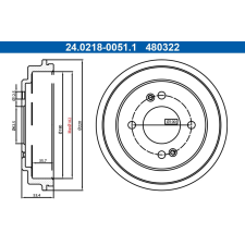 ATE fékdob ATE 24.0218-0051.1 autóalkatrész
