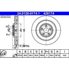ATE féktárcsa ATE 24.0126-0174.1 féktárcsa