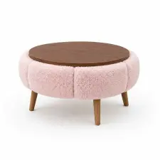  Atelier Del Sofa Dohányzóasztal Papatya 60 - Rózsaszín, Diófa bútor