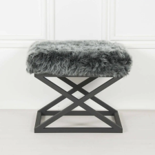  Atelier Del Sofa Pouffe Fekete Szürke Capraz Plüss - Fekete, Szürke bútor