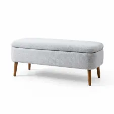  Atelier Del Sofa Pouffe Light Grey Oslo Linen - Light Grey bútor
