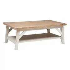 Atmosphera Olbia dohányzóasztal 2 asztallappal, MDF és akác, 120x70x45 cm, fehér bútor