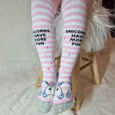 Aura Via Unikornisos kislány harisnya rózsaszín csíkos mintával (4-6 Éves) gyerek harisnya