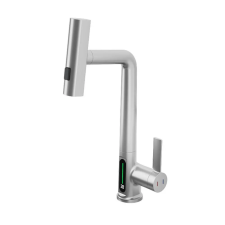 AUSTLER FH-3428L-5 mosogató smart csaptelep - kihúzható multifunkciós fej - vízhőfok kijelző (inox) csaptelep