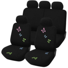 AUTOLIFE 9 részes Pillangós autós üléshuzat szett - Légzsákos - Fekete gyerekülés huzat, betét