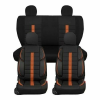  Autósüléshuzat-készlet, univerzális, első-hátsó, fekete, barna csíkkal, textil és eko bőr