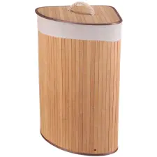 AUTRONIC Bambusz szennyestartó kosár, sarok, tetővel, natúr bútor