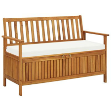 AVBench Kerti pad tárolóval, 120x63x84 akácfa kerti pad tárolódobozzal és kárpitozott ülőpárnával kerti bútor