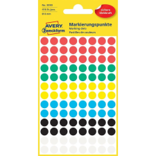 Avery 3090 8mm öntapadó vegyes színű jelölőpont etikett
