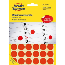 Avery 3374 18mm 1056db-os piros jelölőpont nyomtató kellék