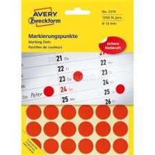 Avery 3374 18mm 1056db-os piros jelölőpont (AVERY_3374) etikett